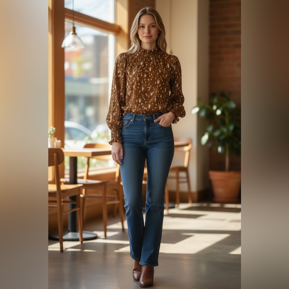 NWT Philosophy ($68USD) Bambi Print Long Sleeve Blouse